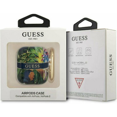 Guess Flower Print Silicone Case Blue (Apple AirPods / Apple AirPods 2)